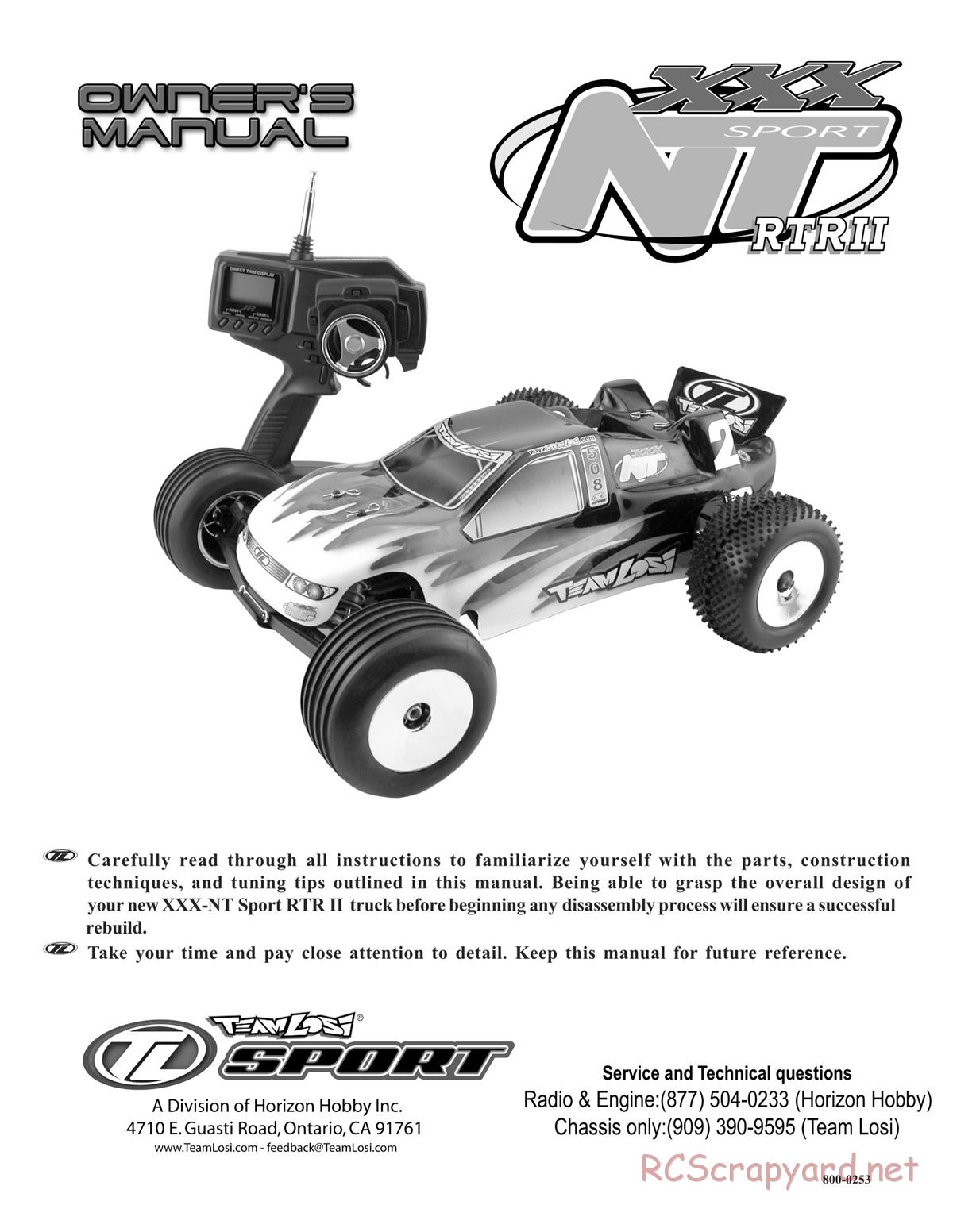 Team Losi - XXX-NT Sport RTR II - Manual - Page 1