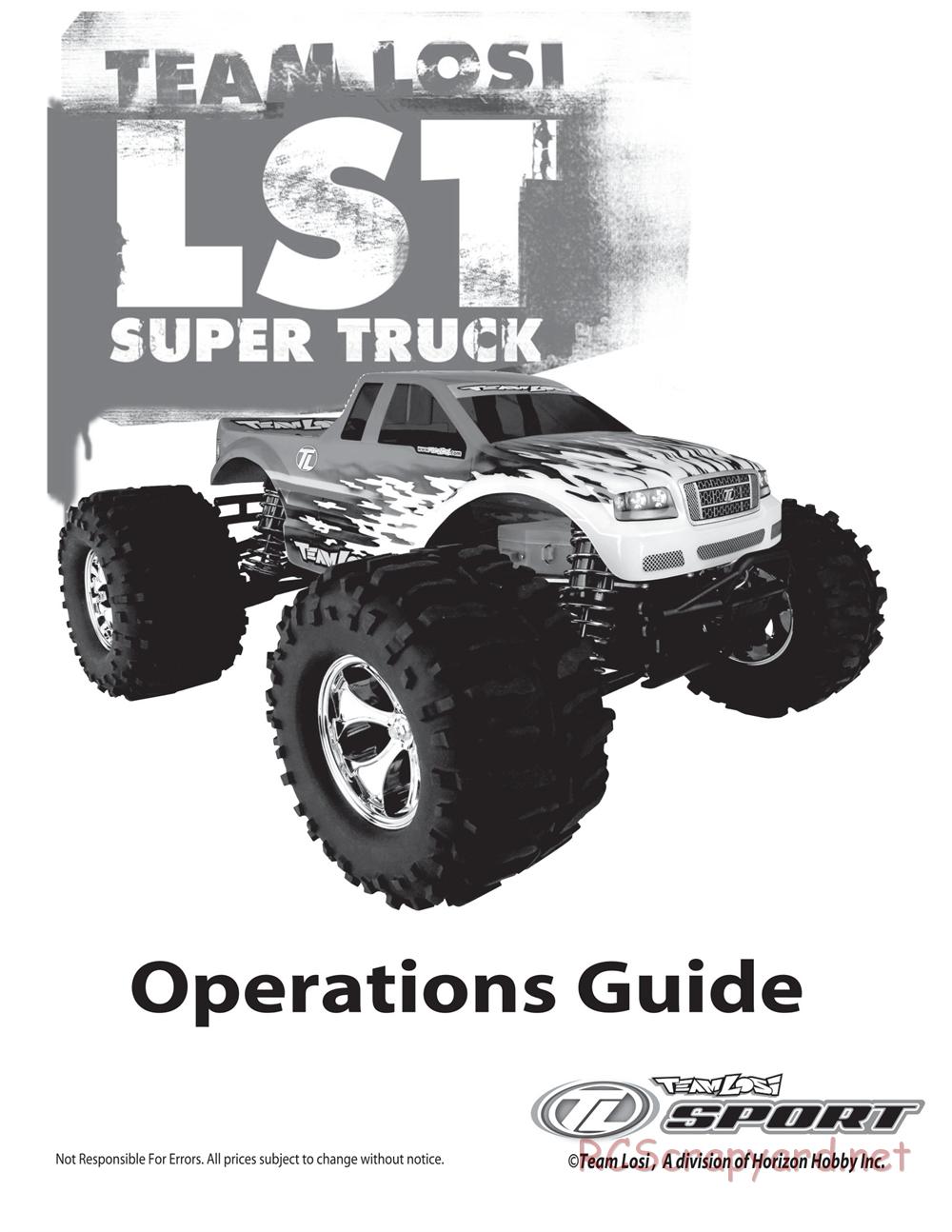 Team Losi - LST Super Truck - Manual - Page 1