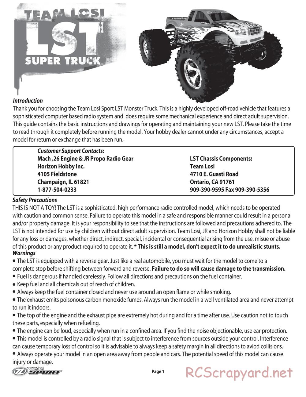 Team Losi - LST Super Truck - Manual - Page 2