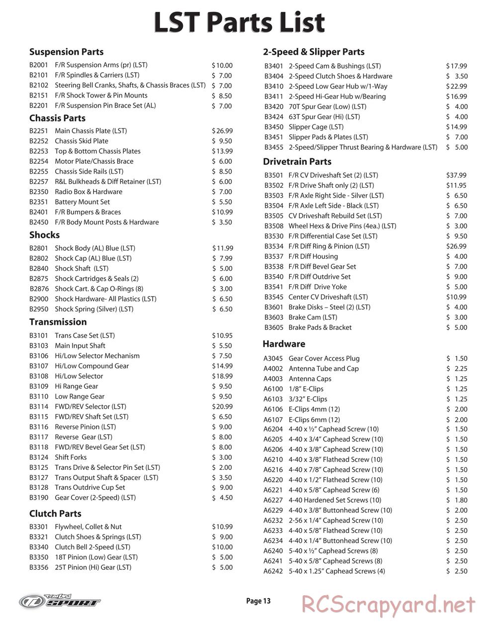 Team Losi - LST Super Truck - Manual - Page 2