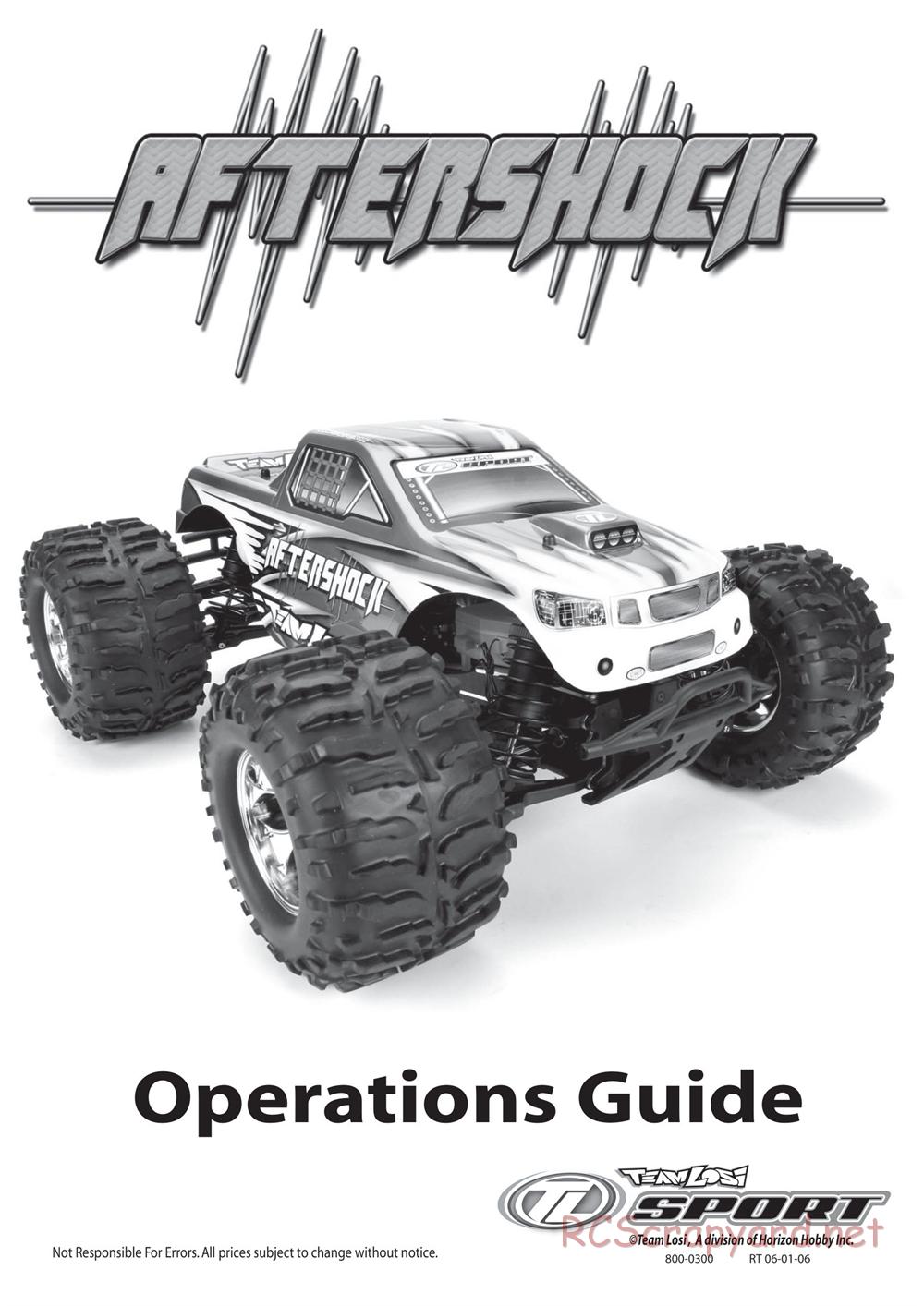 Team Losi - Aftershock - Manual - Page 1