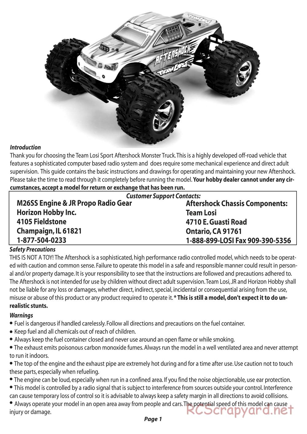 Team Losi - Aftershock - Manual - Page 2