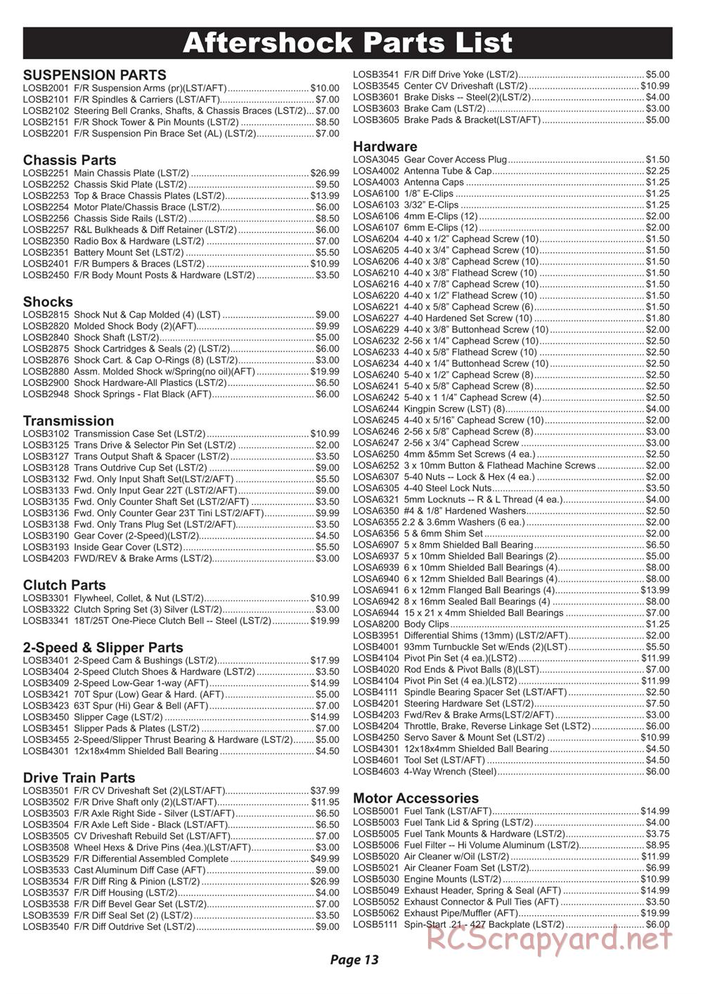 Team Losi - Aftershock - Manual - Page 14