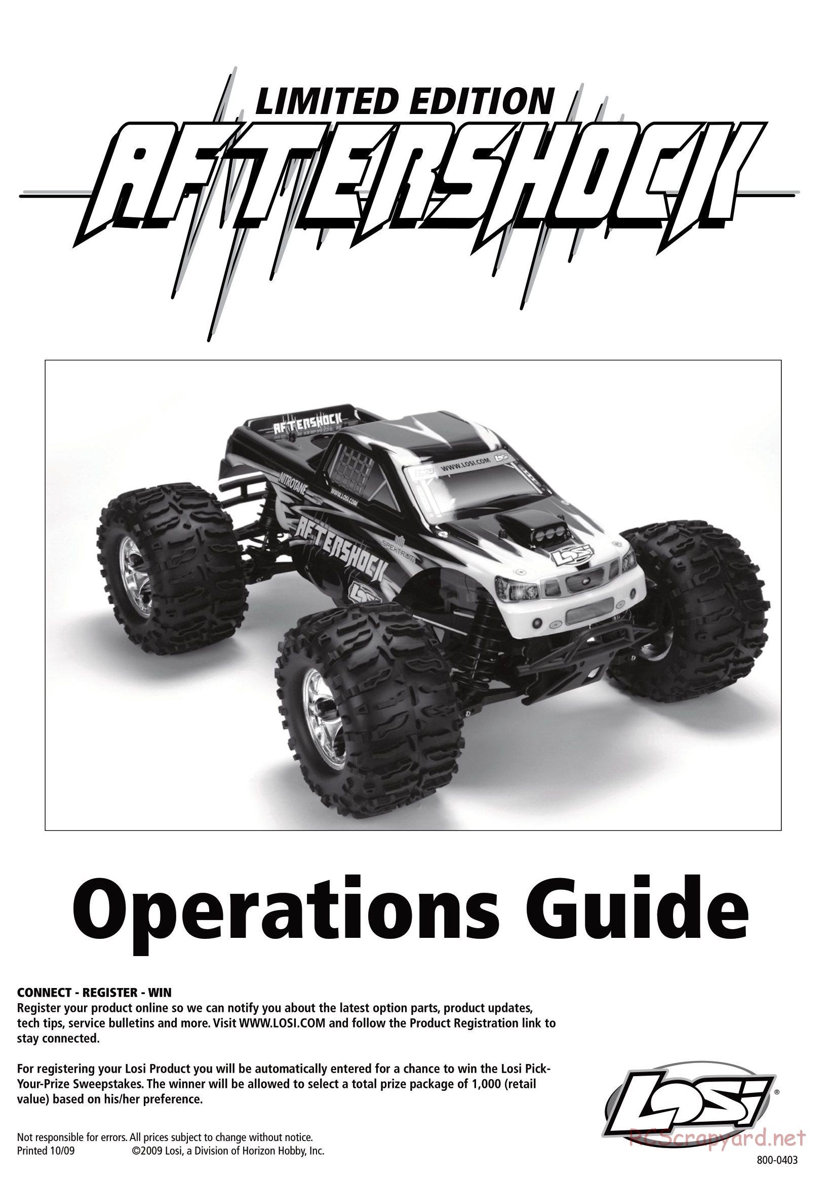 Team Losi - Limited Edition Aftershock - Manual - Page 1