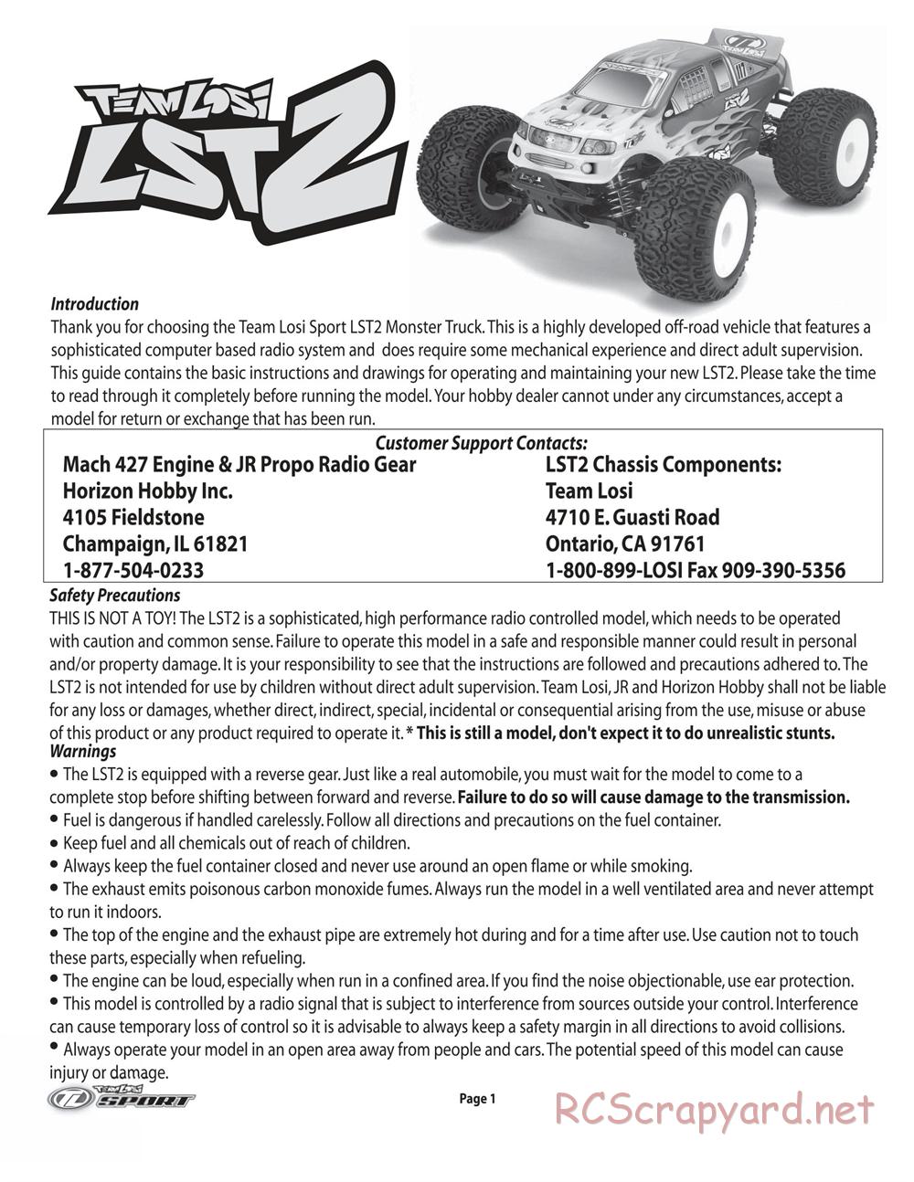 Team Losi - LST2 - Manual - Page 2