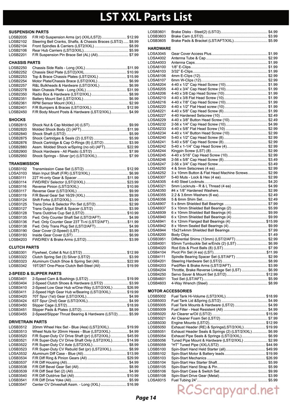 Team Losi - LST XXL - Manual - Page 14