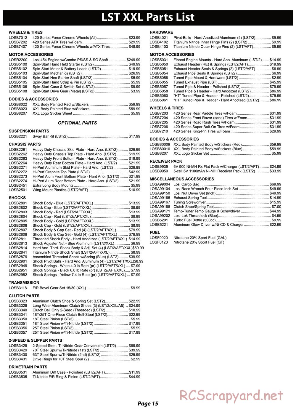 Team Losi - LST XXL - Manual - Page 15