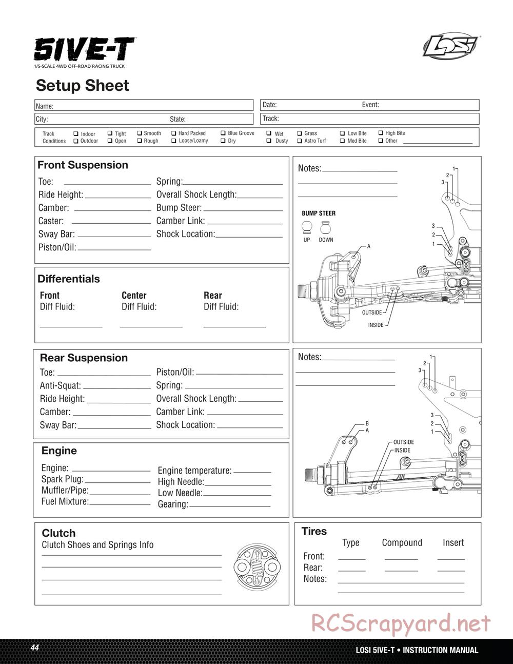 Team Losi - 5ive-T - Manual - Page 44