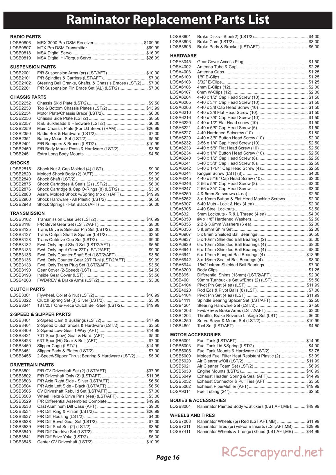 Team Losi - Raminator - Manual - Page 1