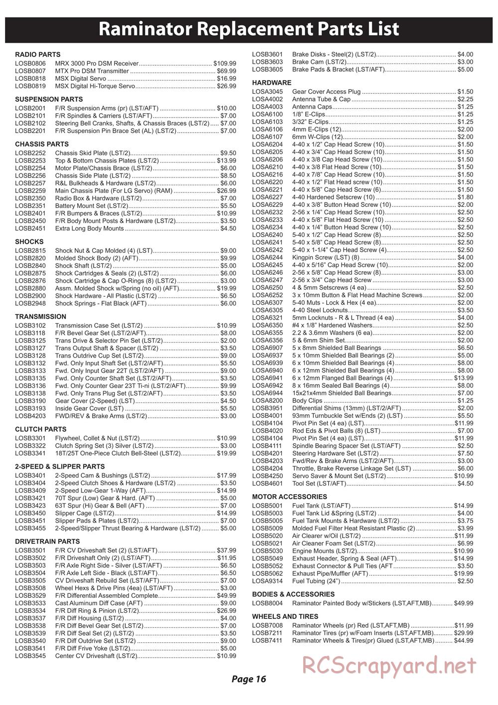 Team Losi - Raminator - Manual - Page 16