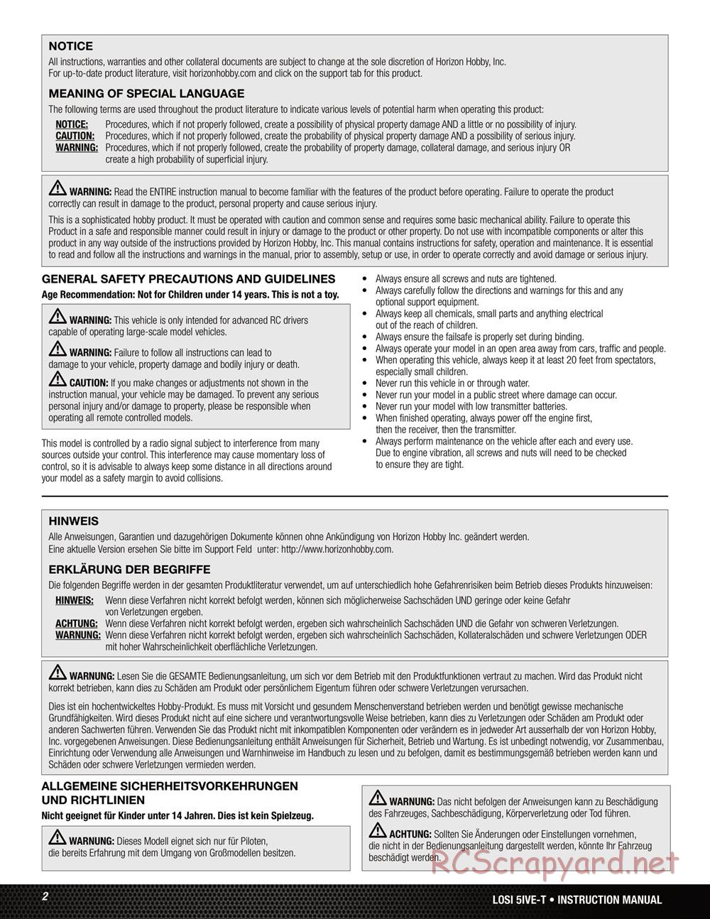 Team Losi - 5ive-T Roller - Manual - Page 2