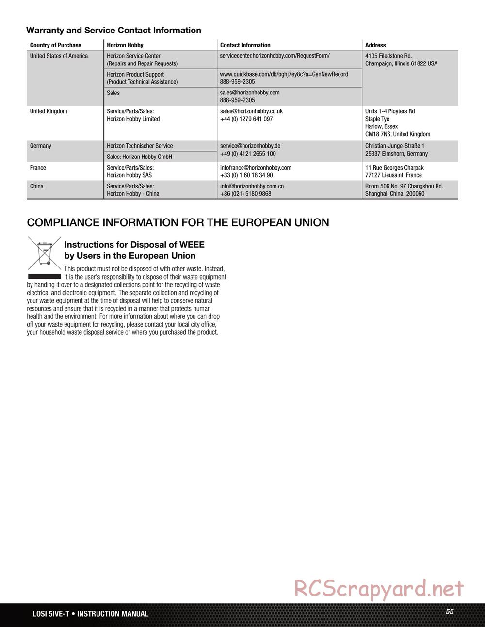 Team Losi - 5ive-T Roller - Manual - Page 55