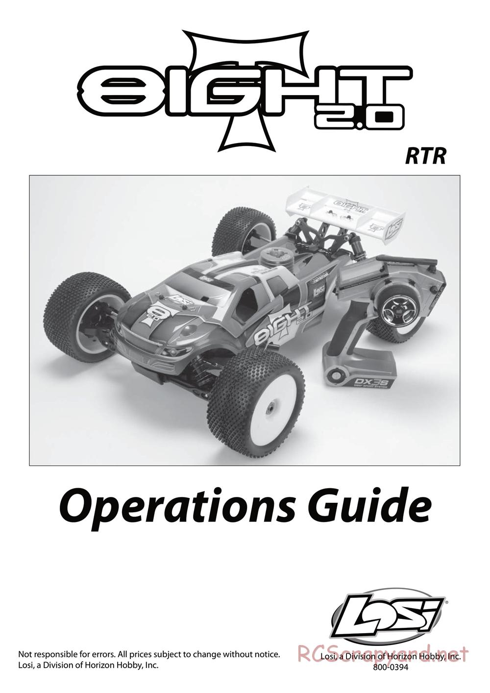Team Losi - 8ight-T 2.0 - Manual - Page 1