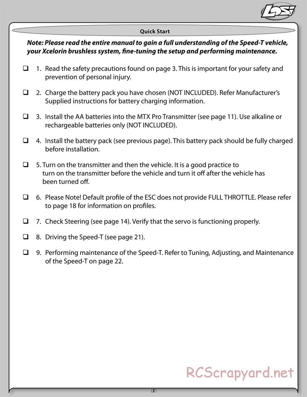 Team Losi - Speed-T - Manual - Page 13