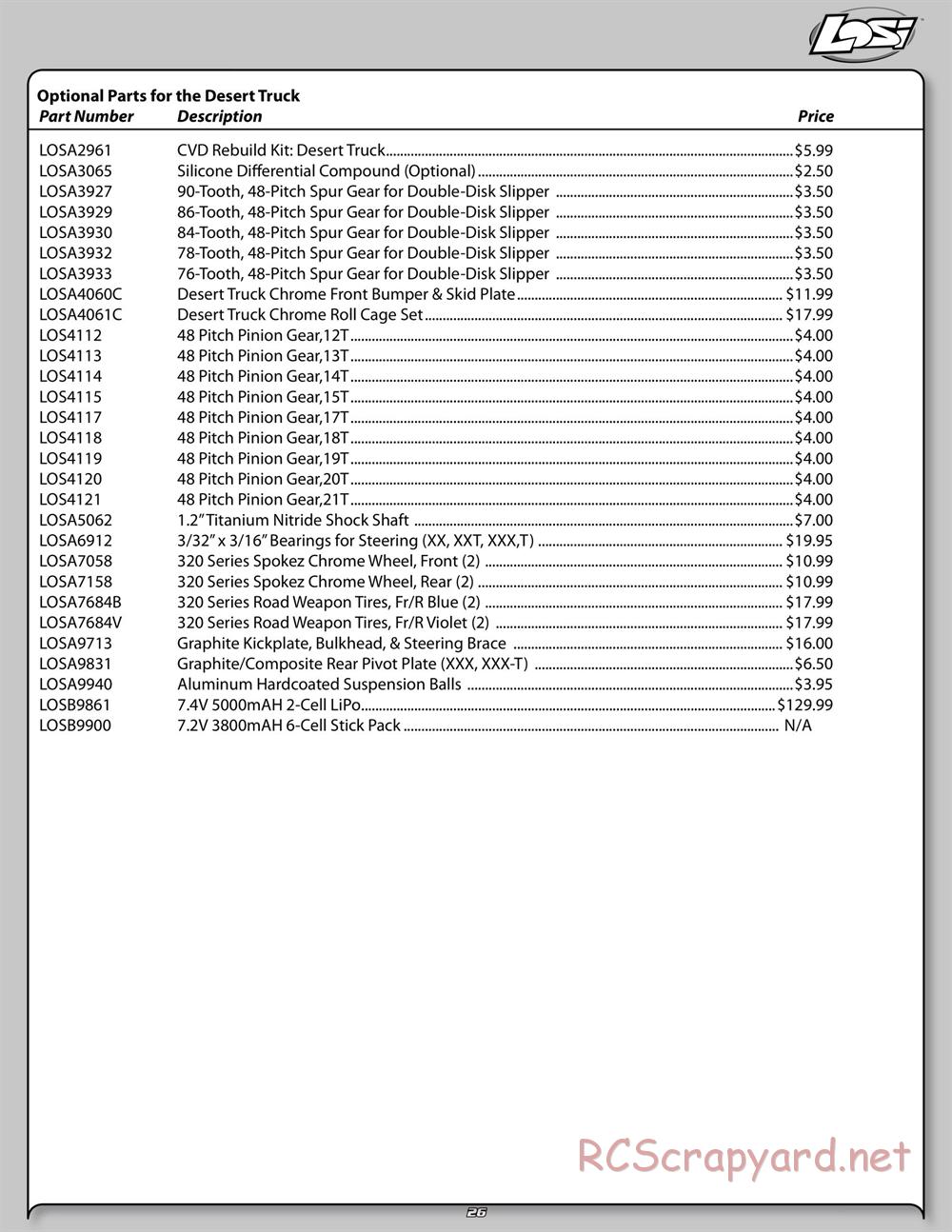 Team Losi - Desert Truck - Manual - Page 26