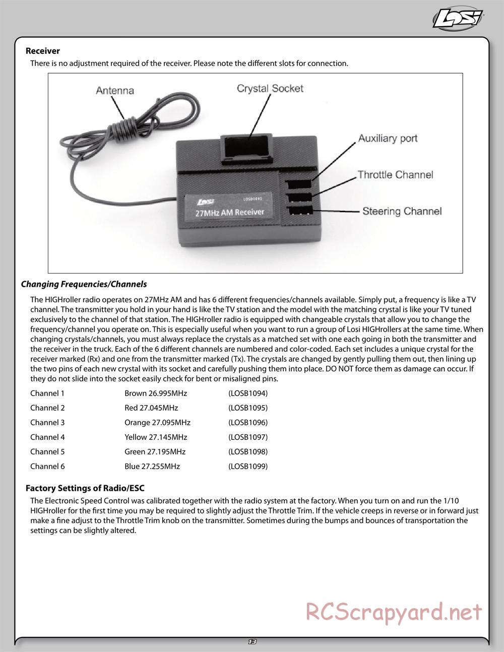 Team Losi - High Roller - Manual - Page 13