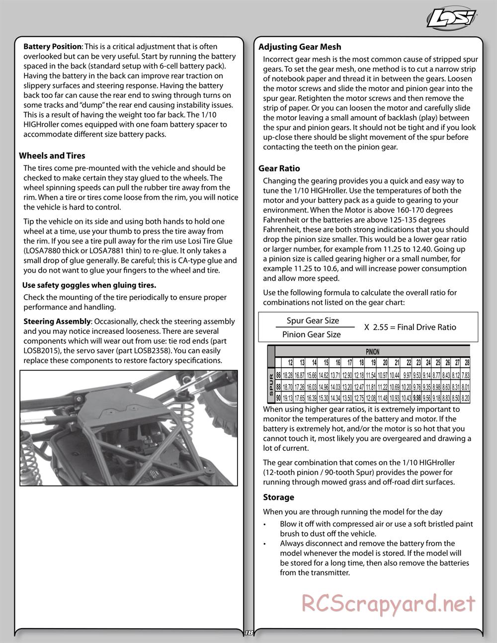 Team Losi - High Roller - Manual - Page 18