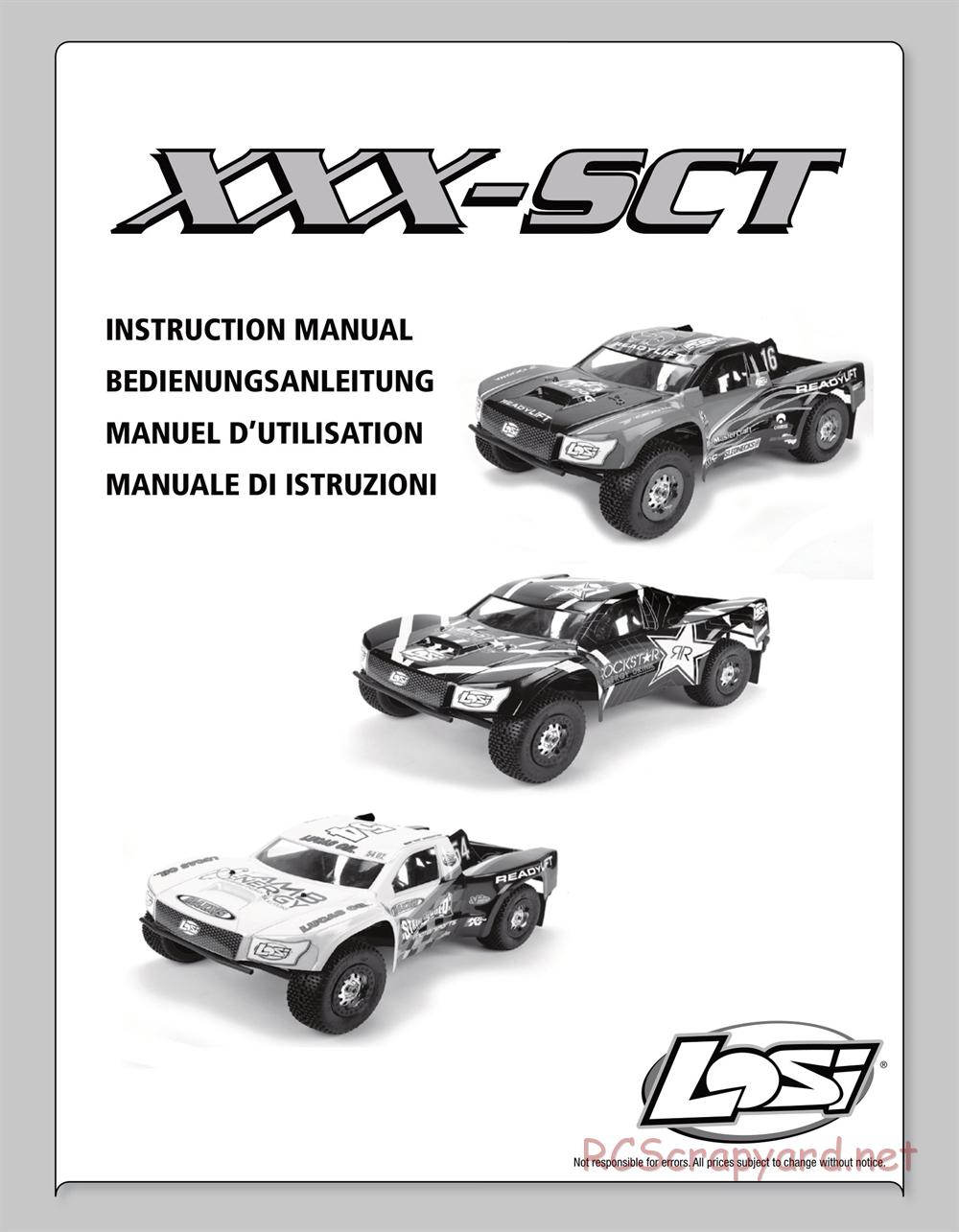 Team Losi - Rockstar XXX-SCT - Manual - Page 1