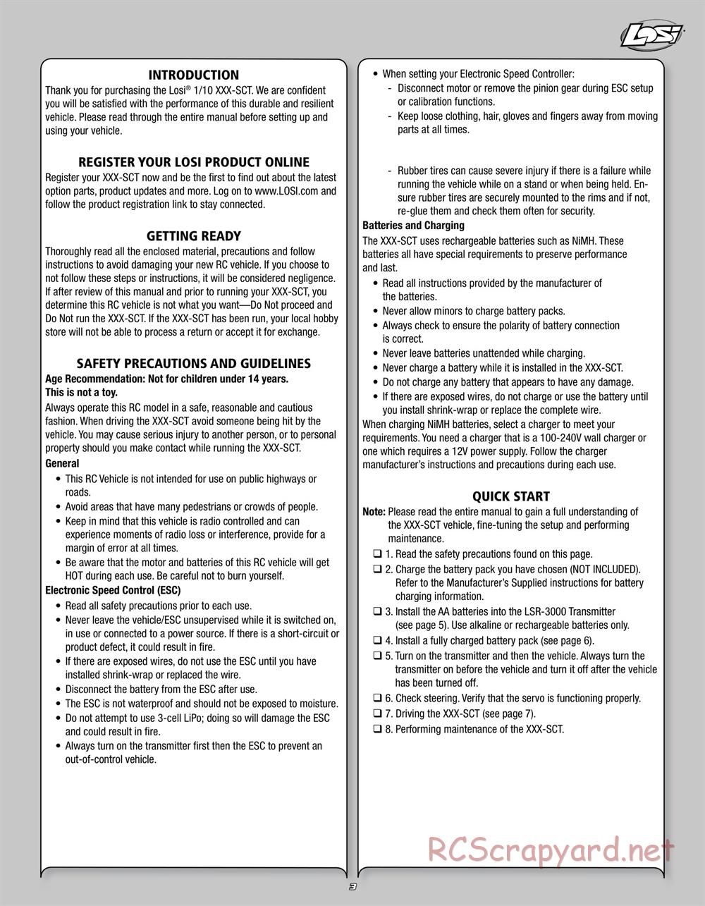 Team Losi - Rockstar XXX-SCT - Manual - Page 3