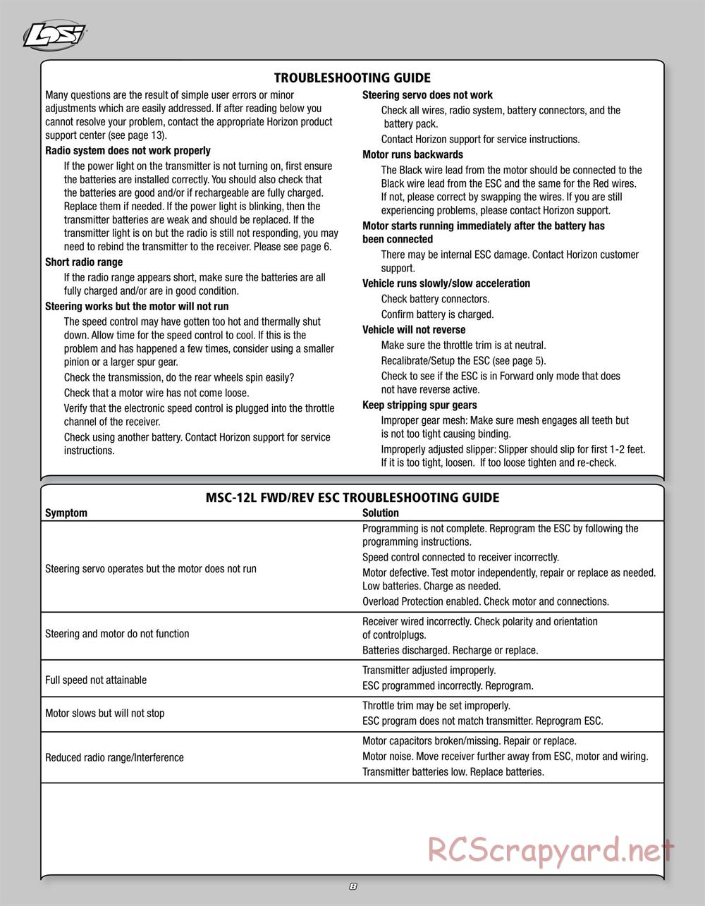 Team Losi - Rockstar XXX-SCT - Manual - Page 8