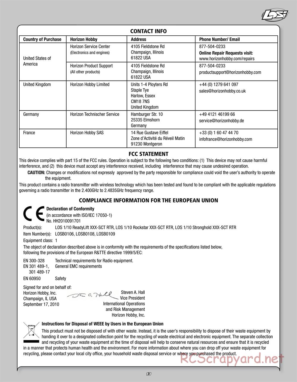 Team Losi - Rockstar XXX-SCT - Manual - Page 13