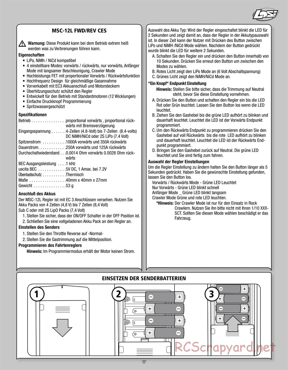 Team Losi - Rockstar XXX-SCT - Manual - Page 17