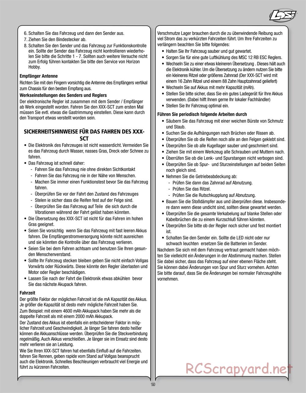 Team Losi - Rockstar XXX-SCT - Manual - Page 19