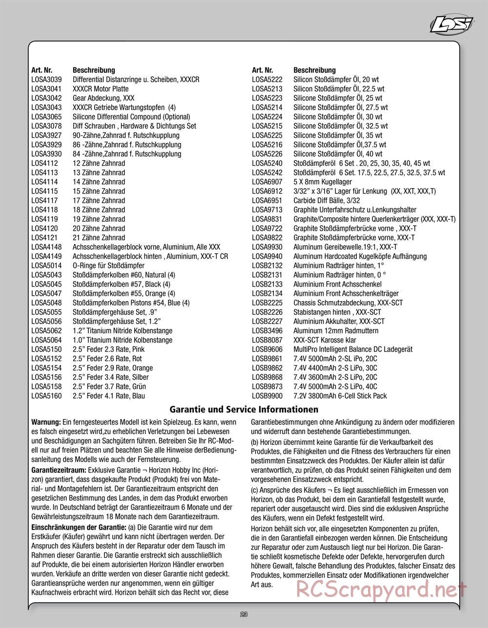 Team Losi - Rockstar XXX-SCT - Manual - Page 23