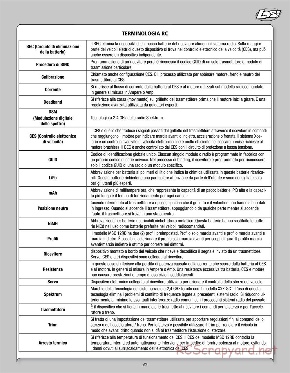 Team Losi - Rockstar XXX-SCT - Manual - Page 45