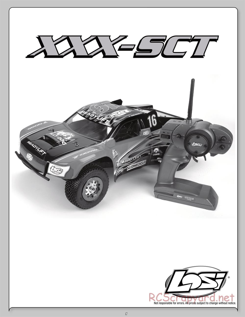 Team Losi - ReadyLift XXX-SCT - Manual - Page 1