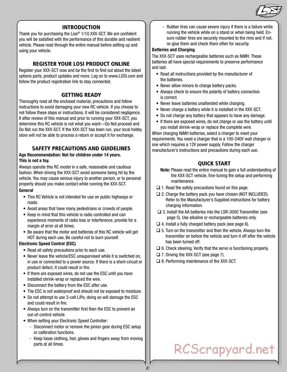 Team Losi - ReadyLift XXX-SCT - Manual - Page 3