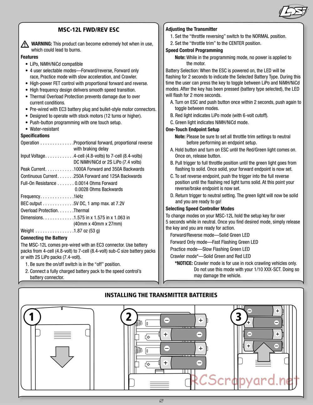 Team Losi - ReadyLift XXX-SCT - Manual - Page 5