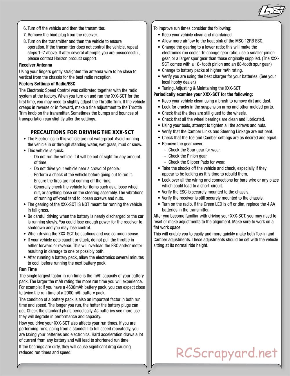 Team Losi - ReadyLift XXX-SCT - Manual - Page 7