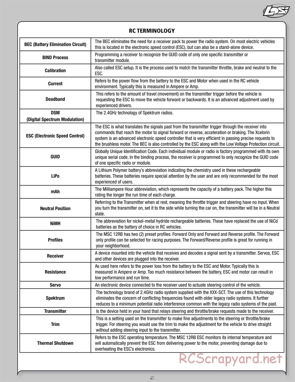 Team Losi - ReadyLift XXX-SCT - Manual - Page 9