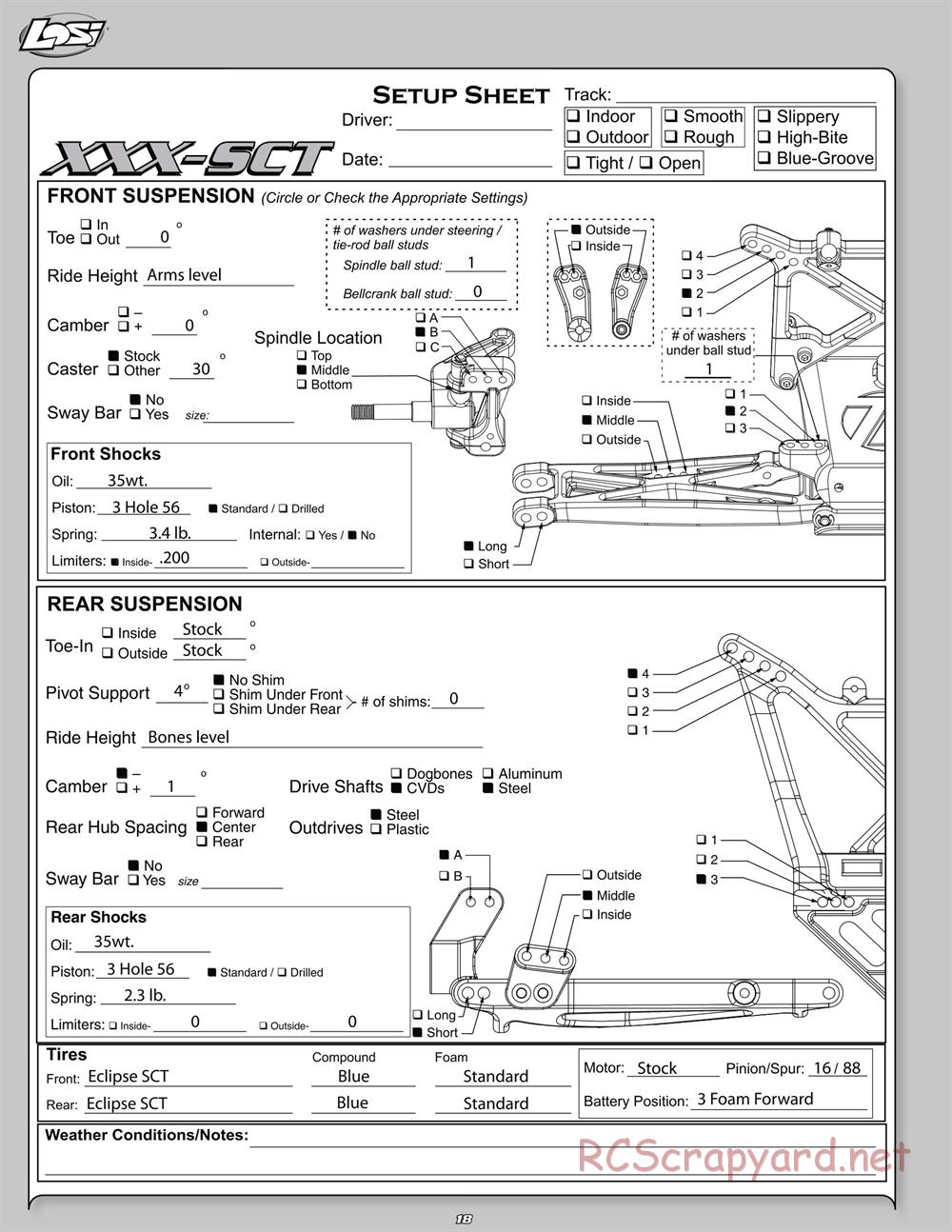 Team Losi - ReadyLift XXX-SCT - Manual - Page 18