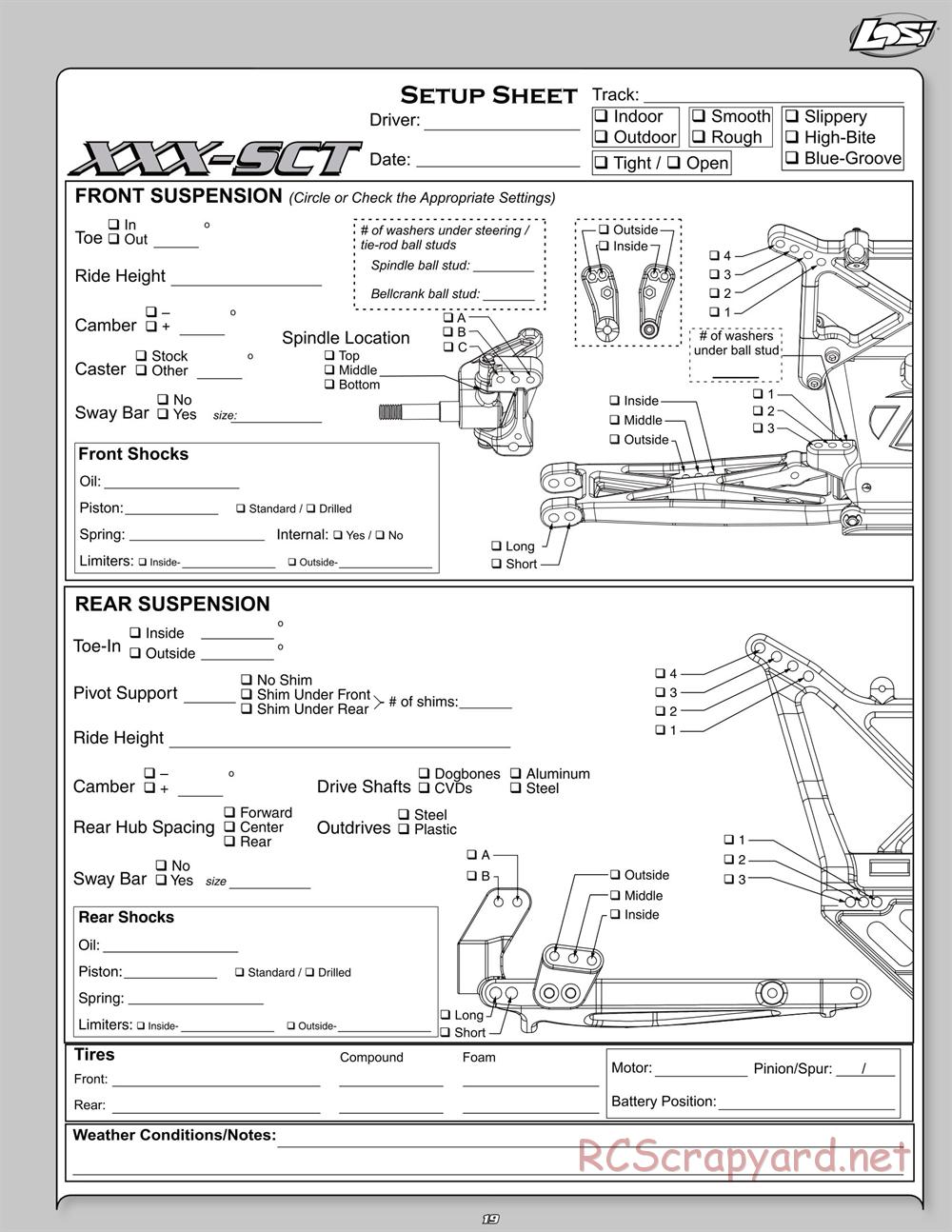 Team Losi - ReadyLift XXX-SCT - Manual - Page 19