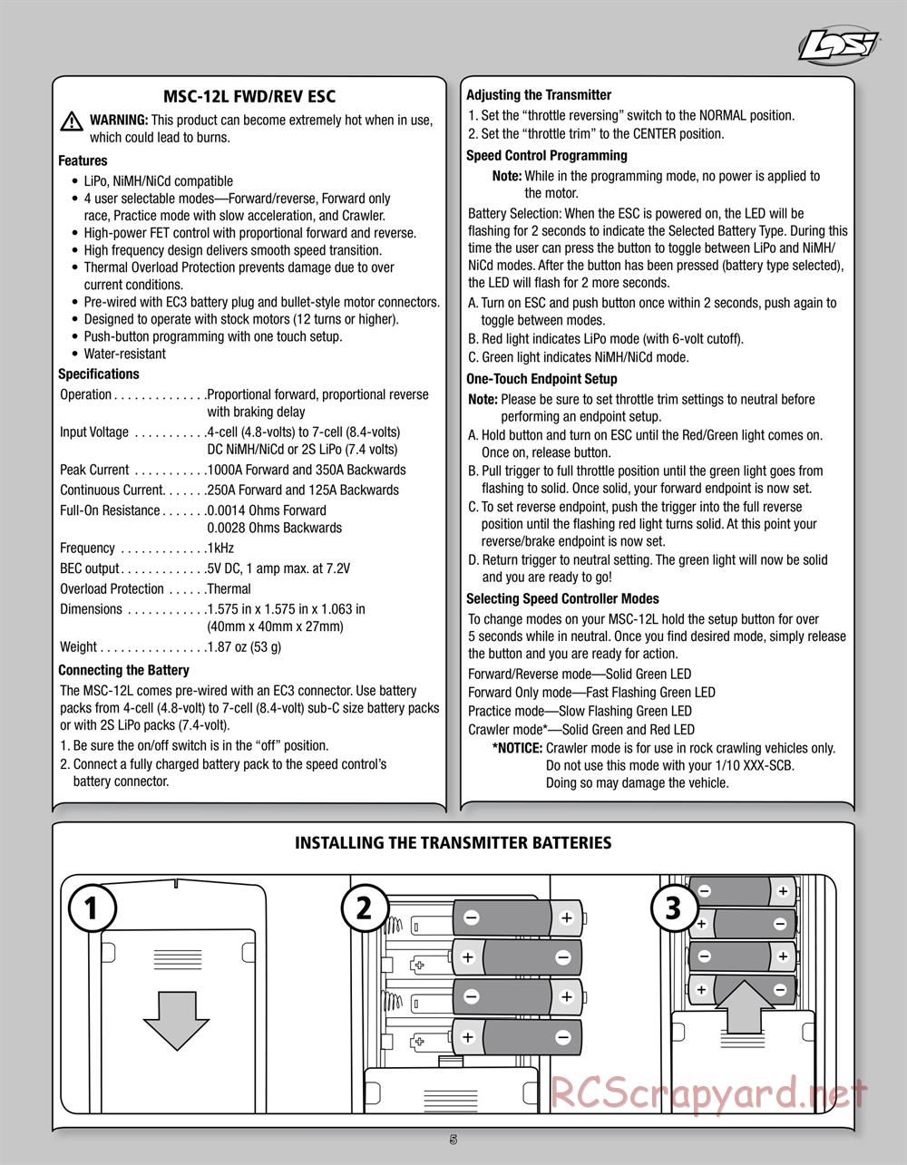 Team Losi - XXX SCB - Manual - Page 5