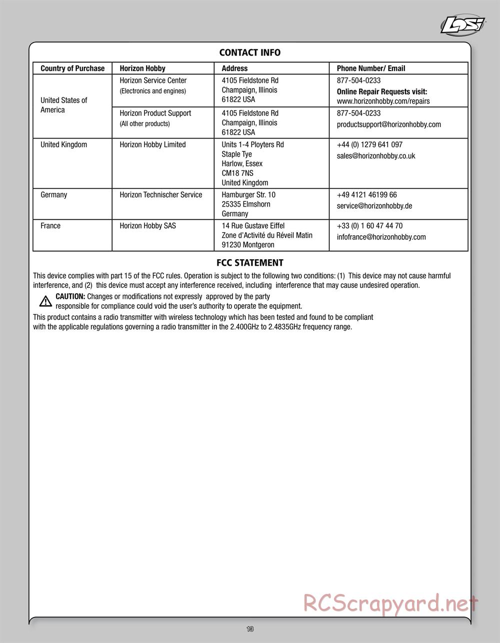 Team Losi - XXX SCB - Manual - Page 13