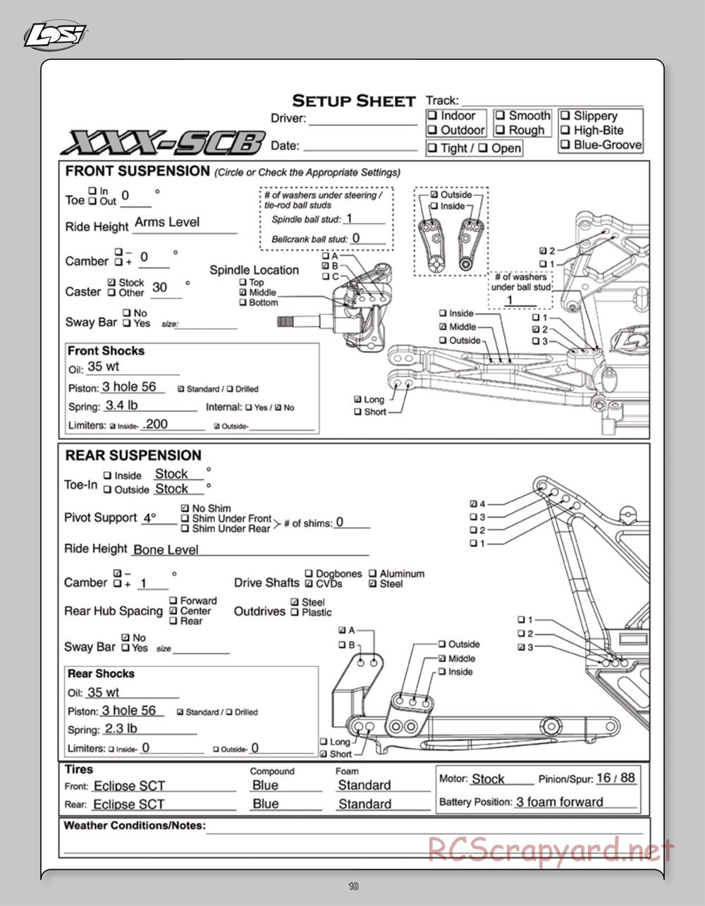 Team Losi - XXX SCB - Manual - Page 18