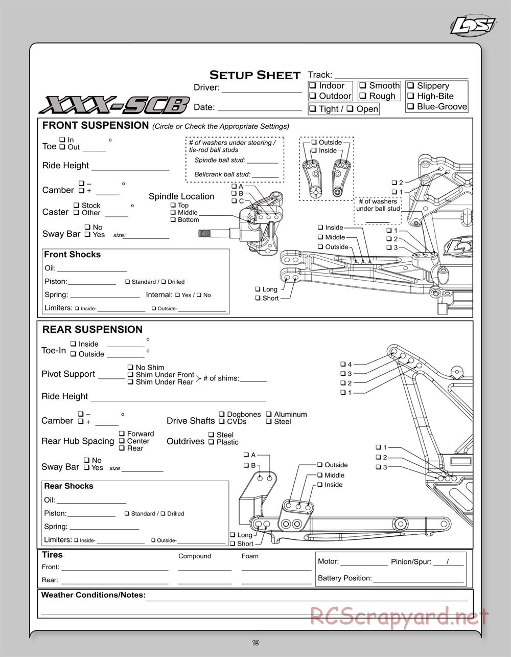 Team Losi - XXX SCB - Manual - Page 19