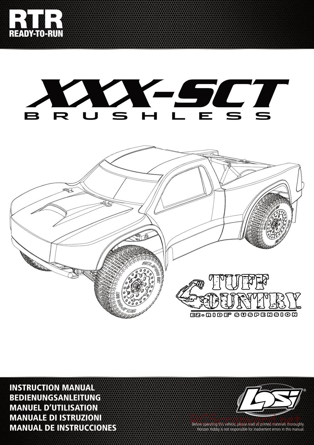 Team Losi - XXX SCT Brushless - Tuff Country - Manual - Page 1
