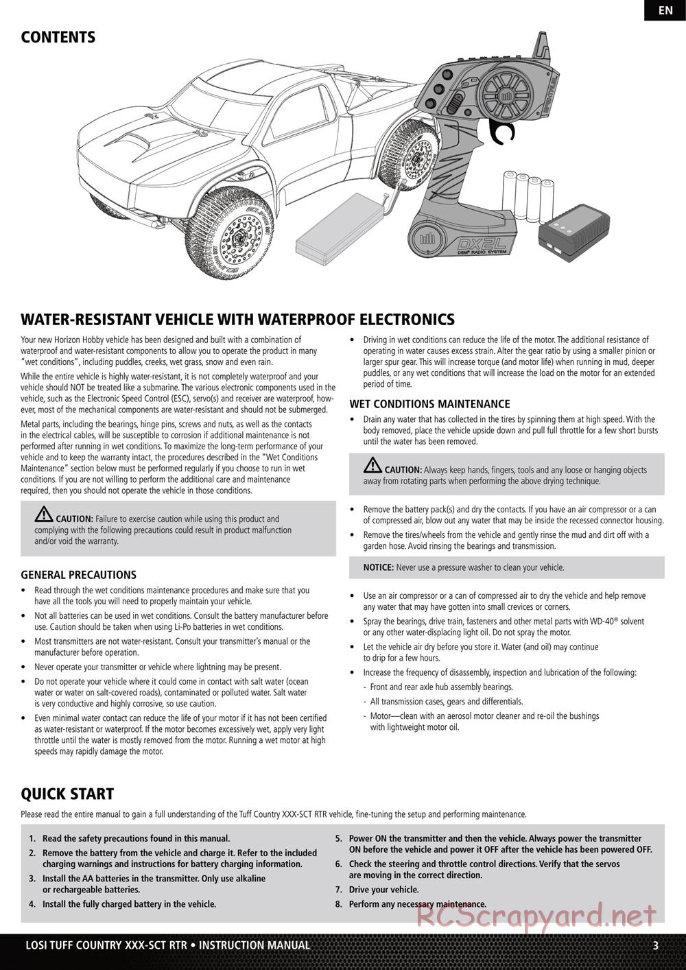 Team Losi - XXX SCT Brushless - Tuff Country - Manual - Page 3