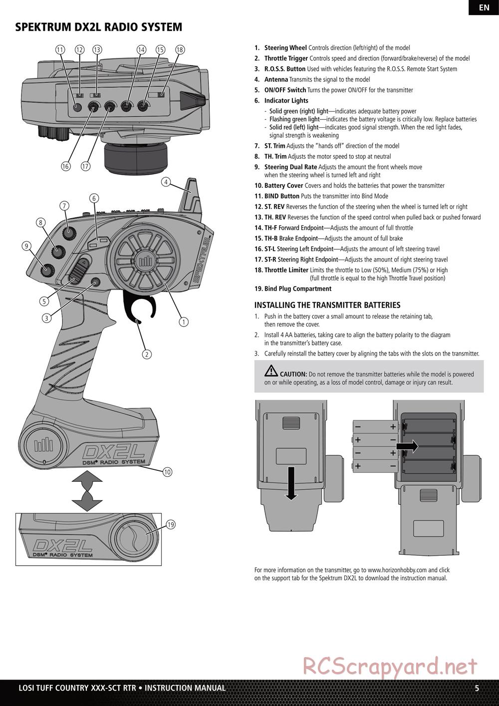 Team Losi - XXX SCT Brushless - Tuff Country - Manual - Page 5