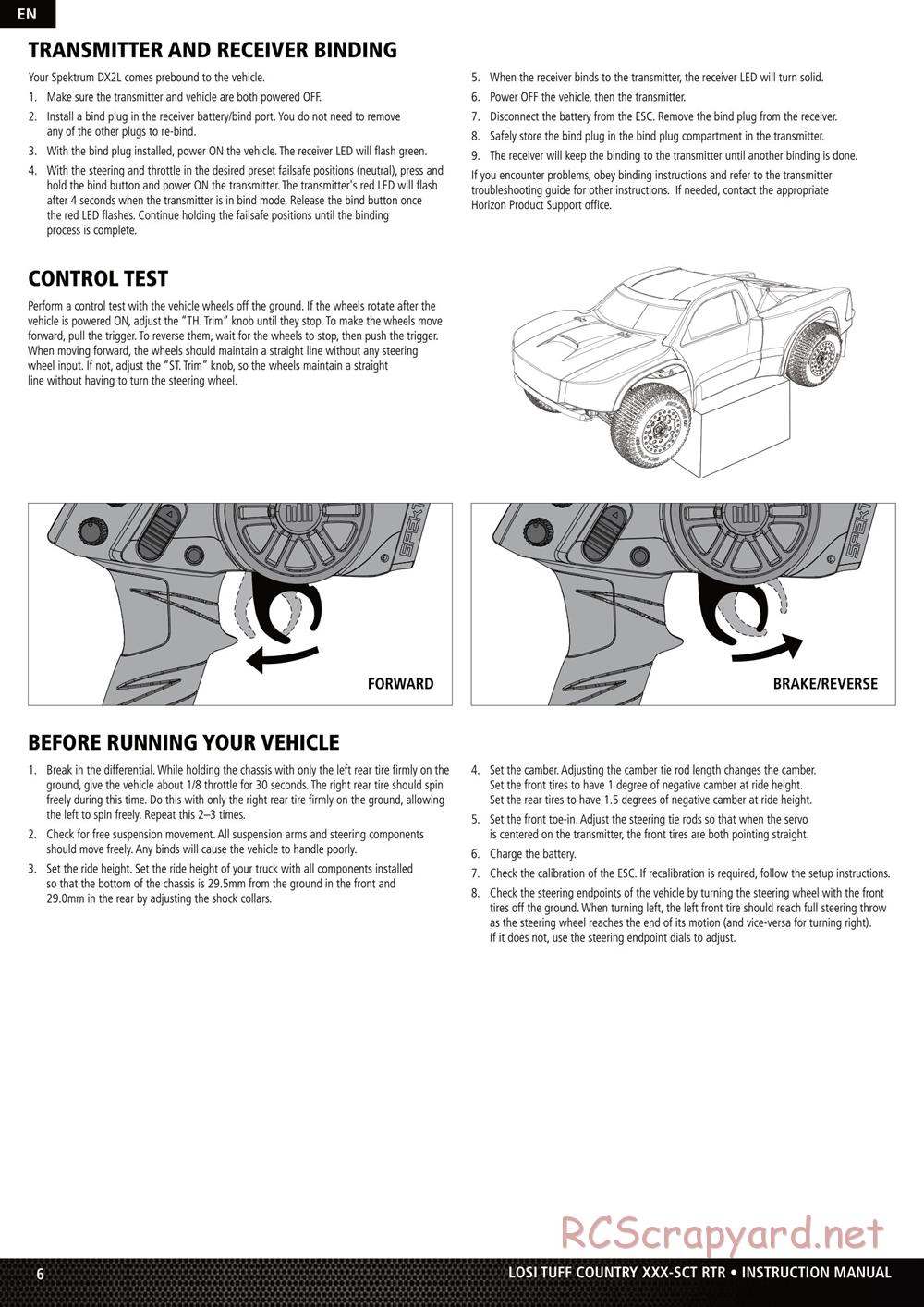 Team Losi - XXX SCT Brushless - Tuff Country - Manual - Page 6