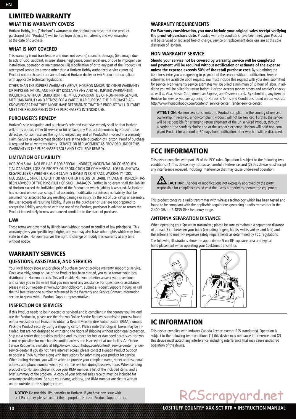 Team Losi - XXX SCT Brushless - Tuff Country - Manual - Page 10