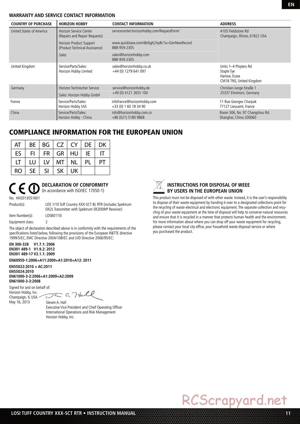 Team Losi - XXX SCT Brushless - Tuff Country - Manual - Page 11