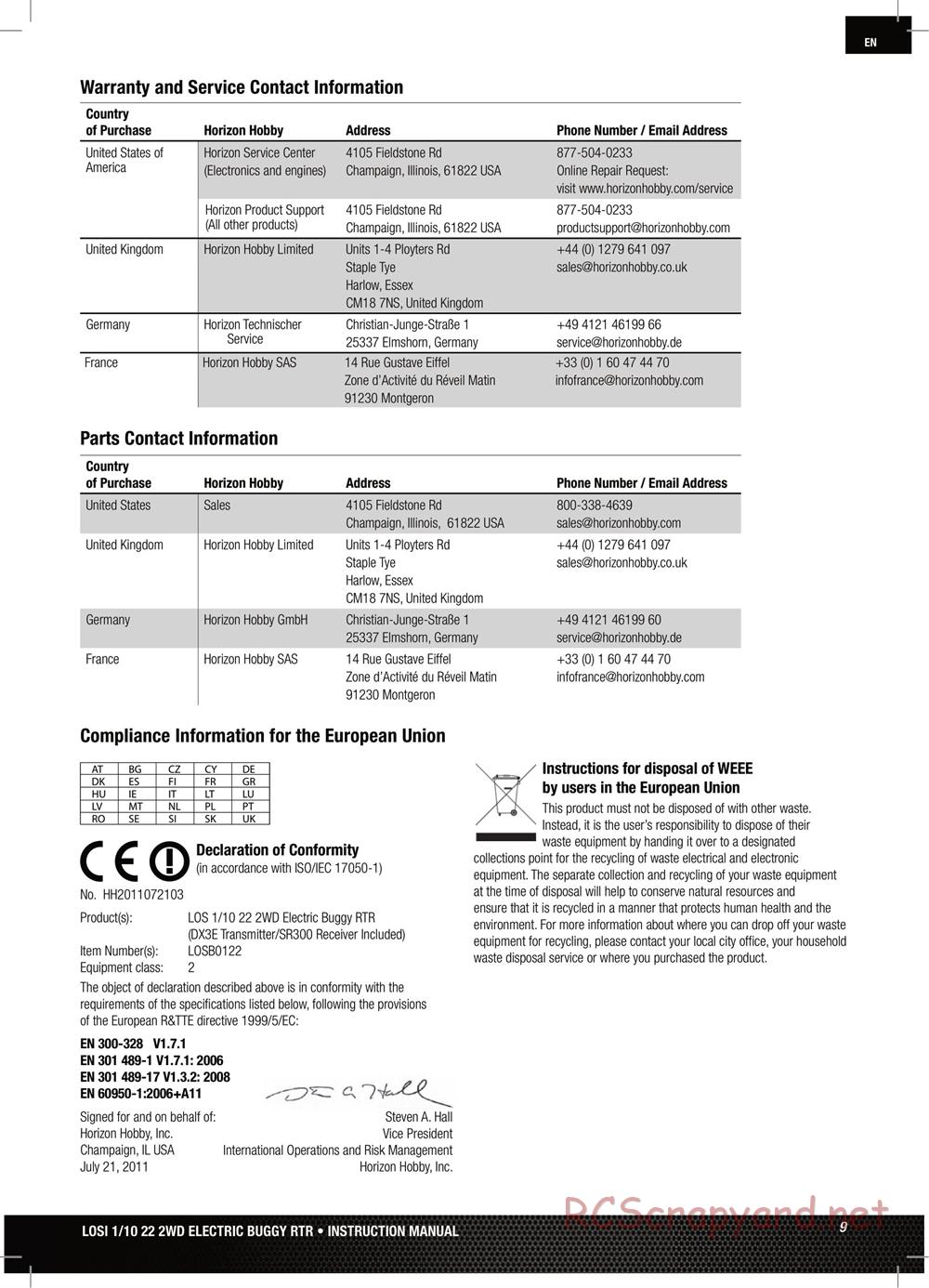 Team Losi - TLR 22 TwentyTwo - Manual - Page 9