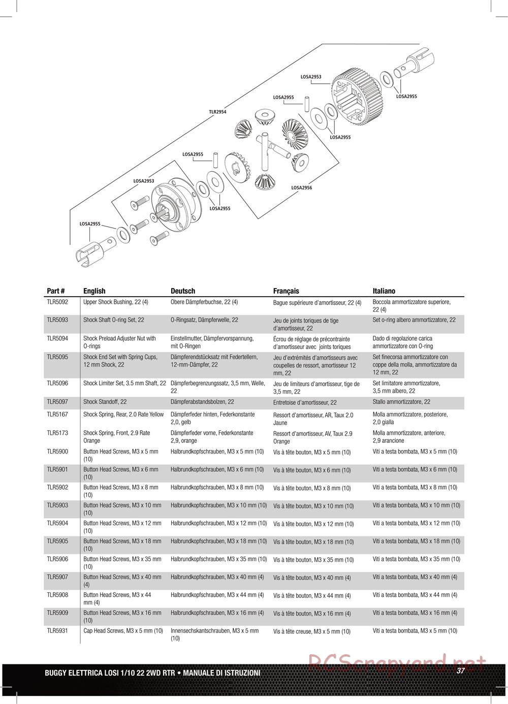 Team Losi - TLR 22 TwentyTwo - Manual - Page 37