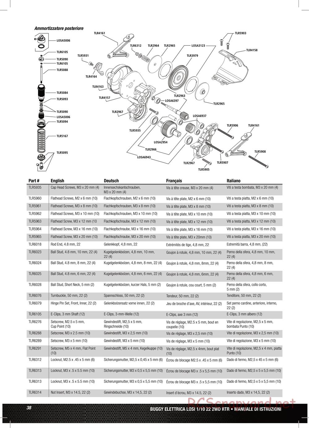 Team Losi - TLR 22 TwentyTwo - Manual - Page 38