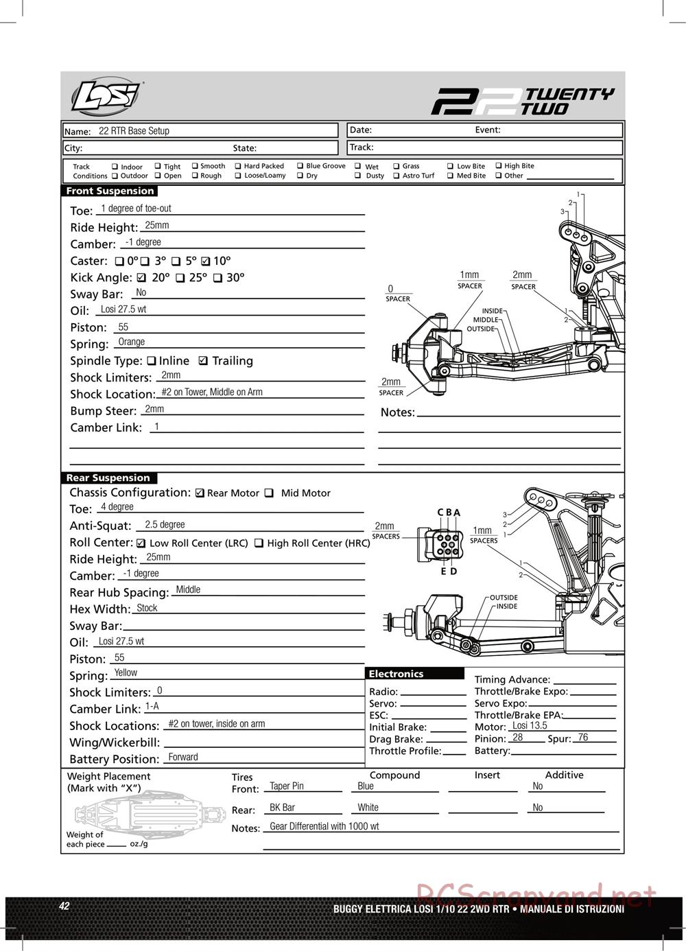 Team Losi - TLR 22 TwentyTwo - Manual - Page 42